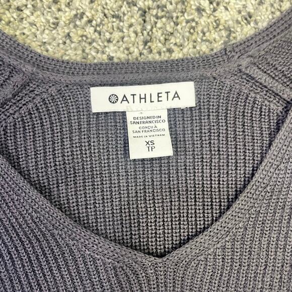 Athleta Hanover Refined V-Neck Sweater Fine Merino Wool Dusk Violet Sz Small - Picture 6 of 10